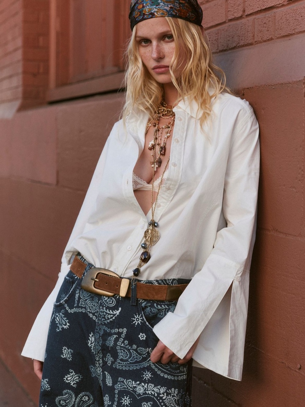 We The Free Wide Cuff Button-Down Shirt with wide split cuff